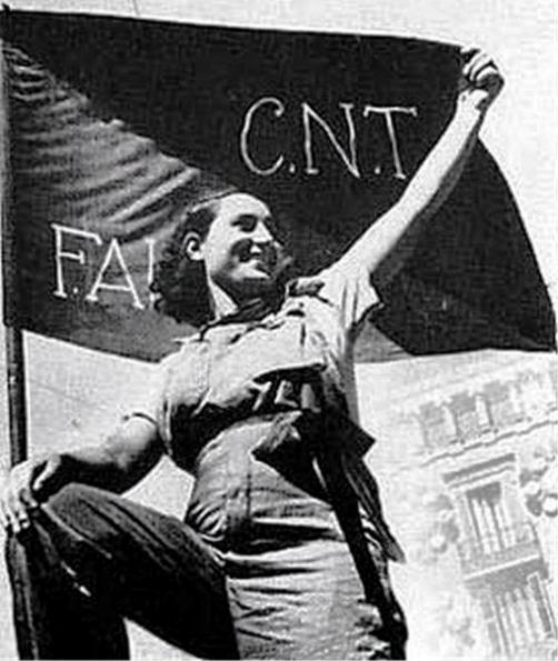 CNT-FAI woman and flag